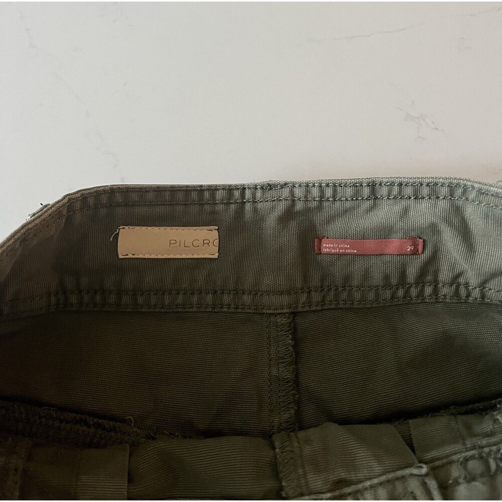 Pilcro Anthropologie High Waisted Pleated Utility Shorts Olive Green Size 29 - Picture 5 of 9